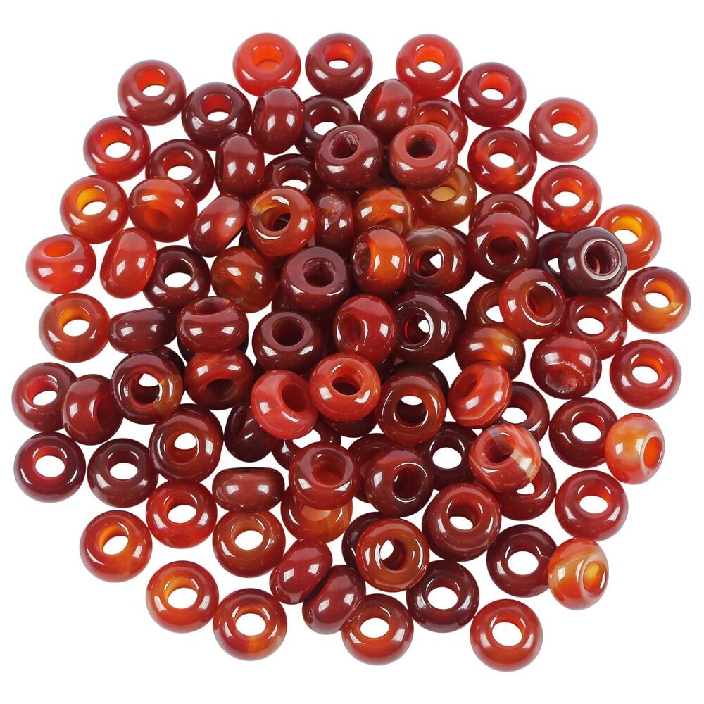 9288 20 Pcs Large Hole Loose Stone Rondelle Carnelian Beads for Crystals
